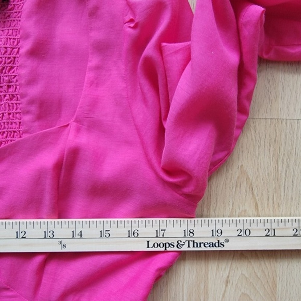 J.Crew Re-Imagined Hot Pink Smocked Back Baba doll Mini Dress Womens 8 Fuchsia - Picture 8 of 12